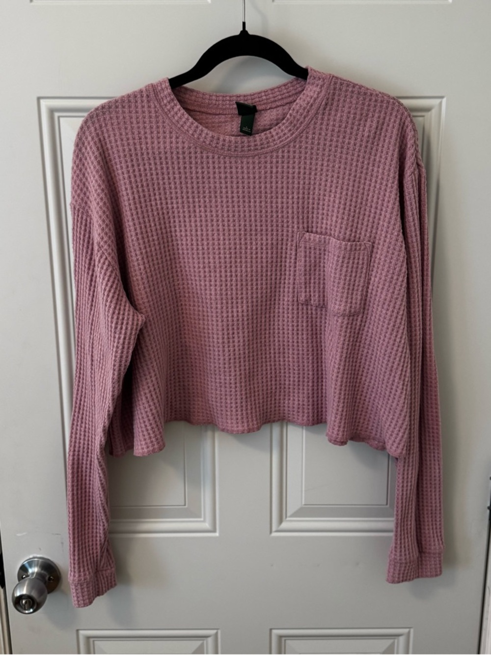 wild fable Waffle-Knit Cropped Long Sleeve Top - Dusty Mauve